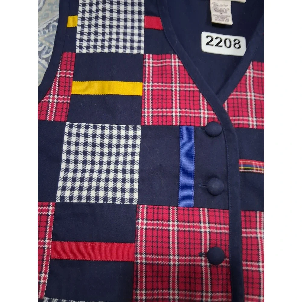 Vintage Bechamel Patchwork Classic Womens‎ size Medium Plaid Colorful 90's Vest